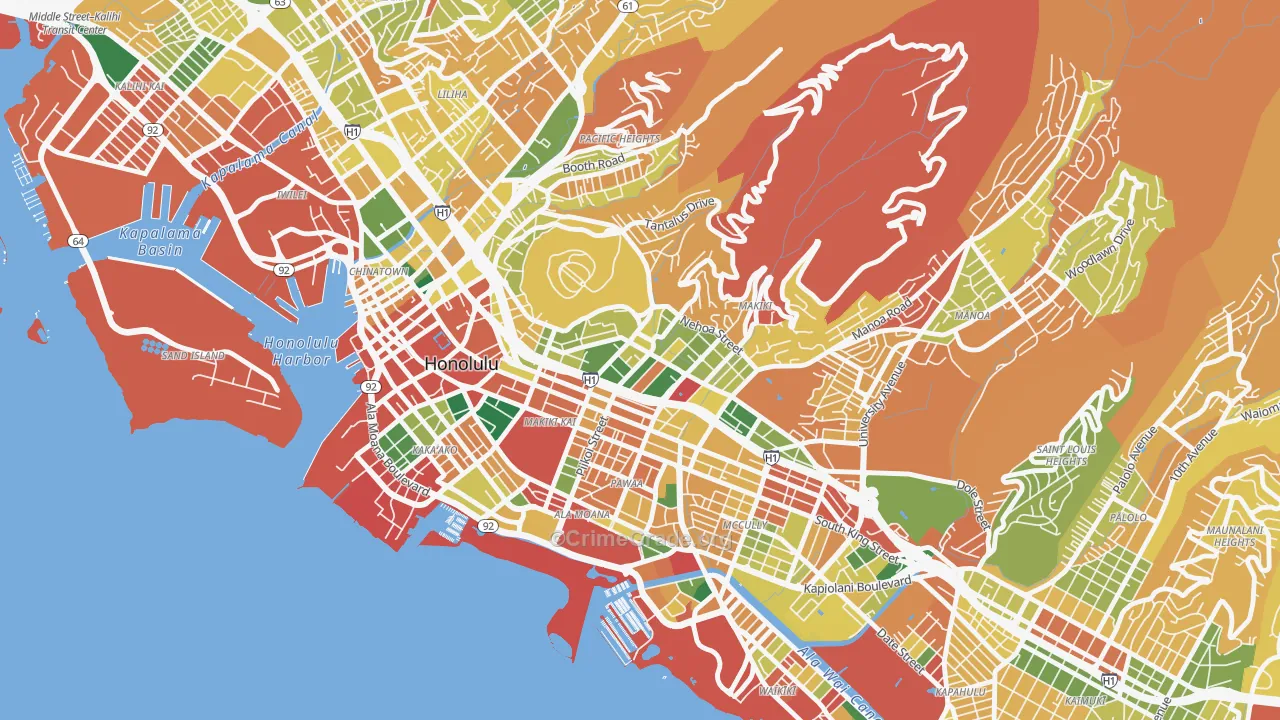 Makiki, Honolulu, HI Map of Burglary Rates