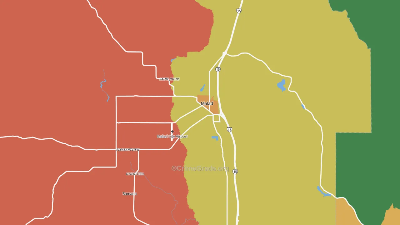 Malad City, ID Map of Burglary Rates