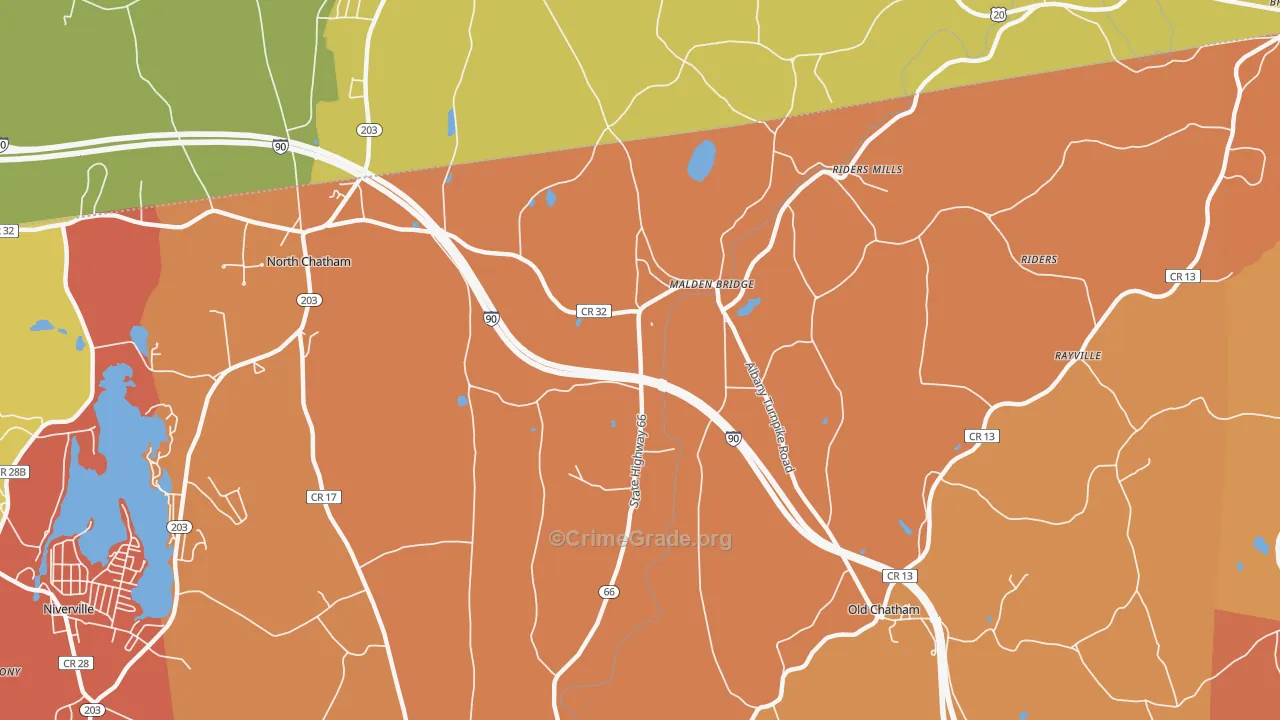 Malden Bridge, NY Map of Burglary Rates