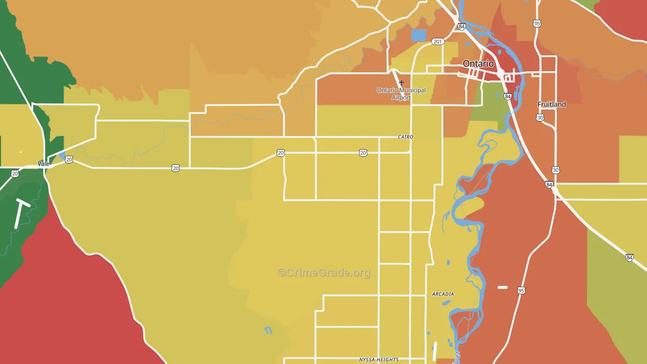 Malheur County, OR Map of Burglary Rates