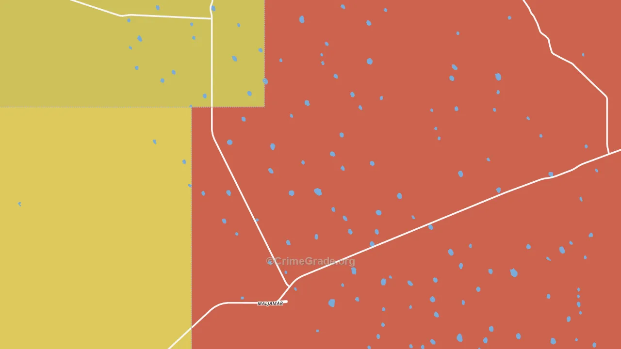 Maljamar, NM Map of Burglary Rates