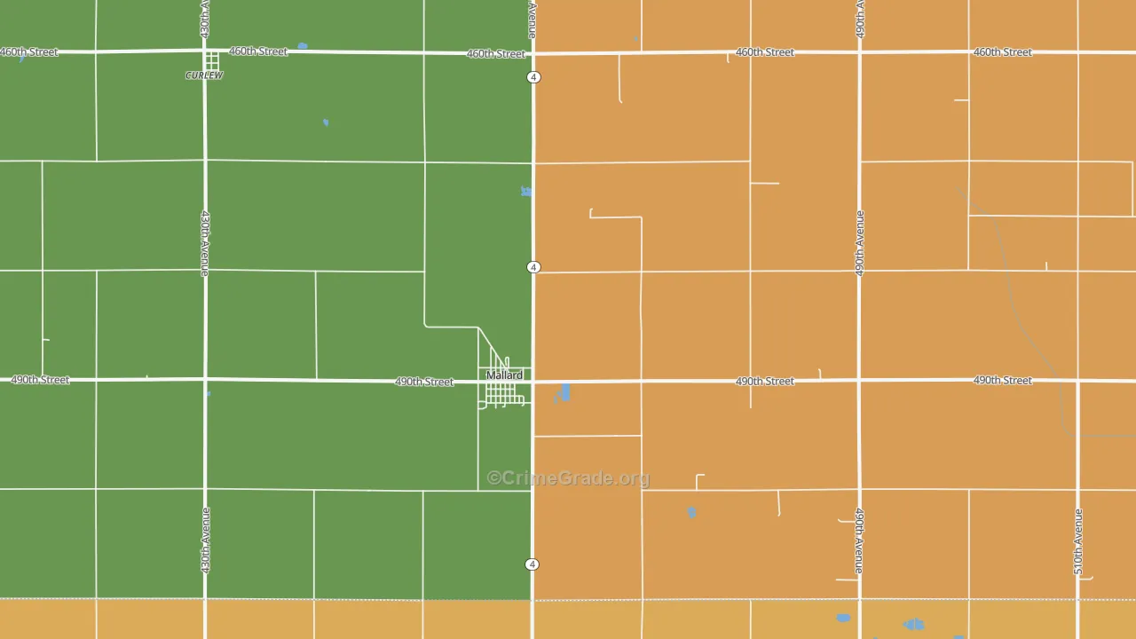 Mallard, IA Map of Burglary Rates