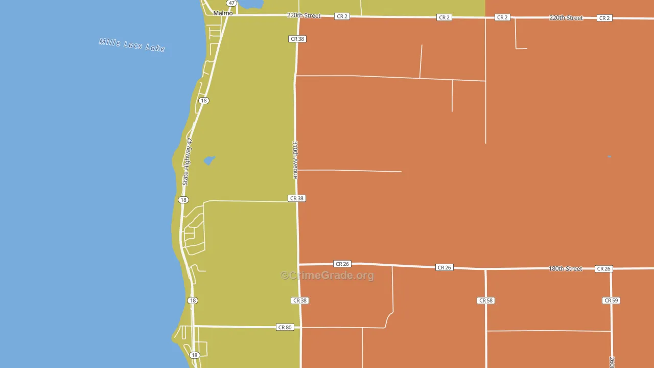 Malmo, MN Map of Burglary Rates