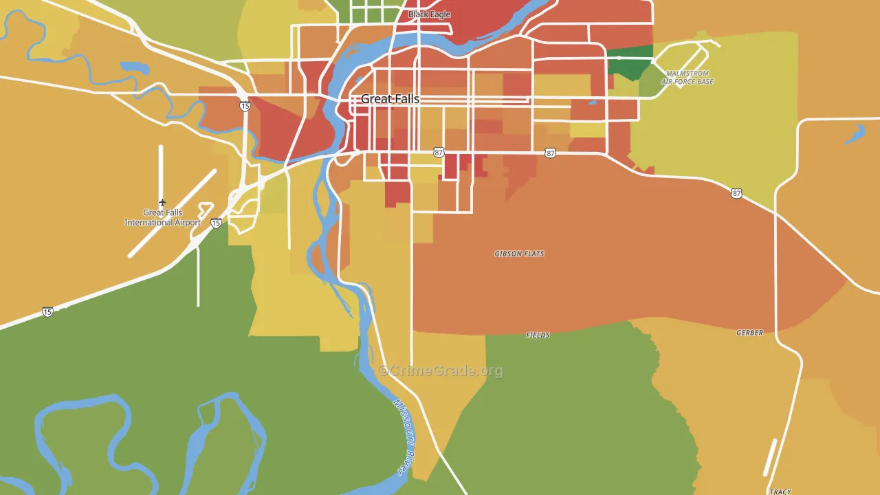 Malmstrom Air Force Base, MT Map of Burglary Rates