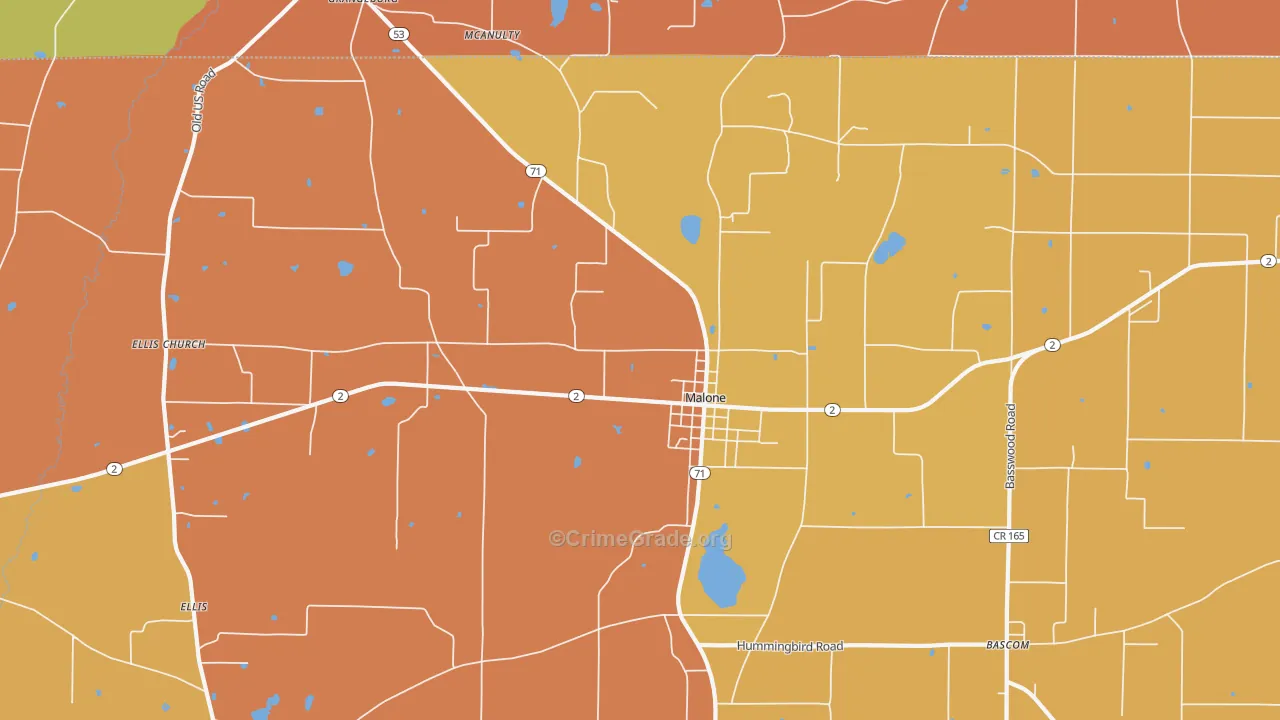 Malone, FL Map of Burglary Rates