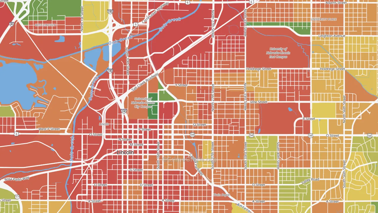 Malone, Lincoln, NE Map of Burglary Rates