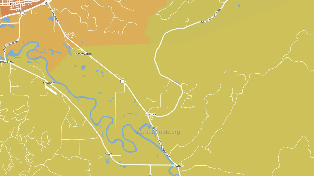 Malone, WA Map of Burglary Rates