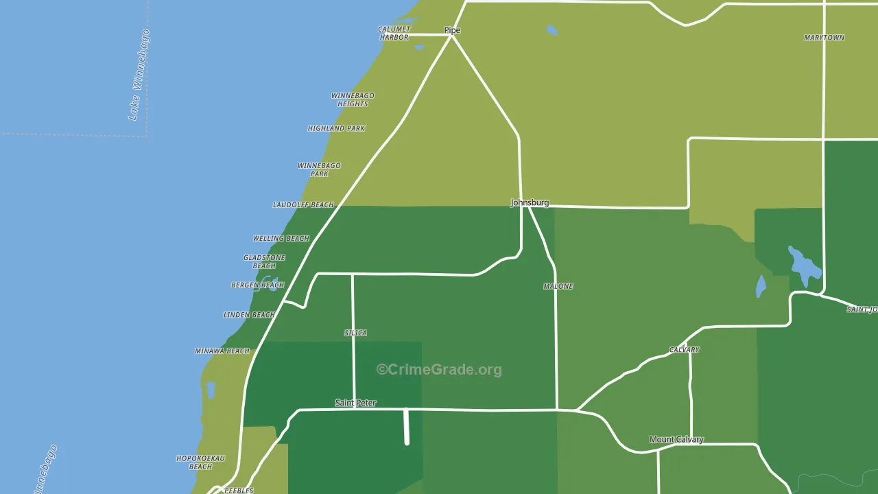 Malone, WI Map of Burglary Rates
