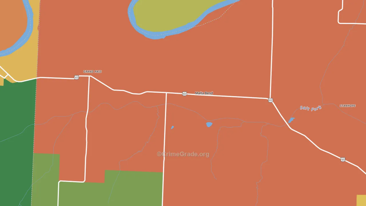 Malta Bend, MO Map of Burglary Rates