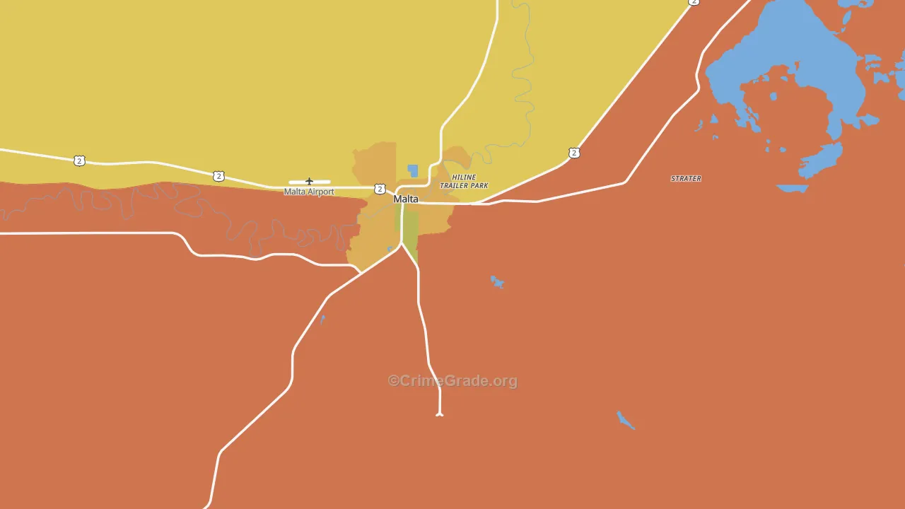 Malta, MT Map of Burglary Rates