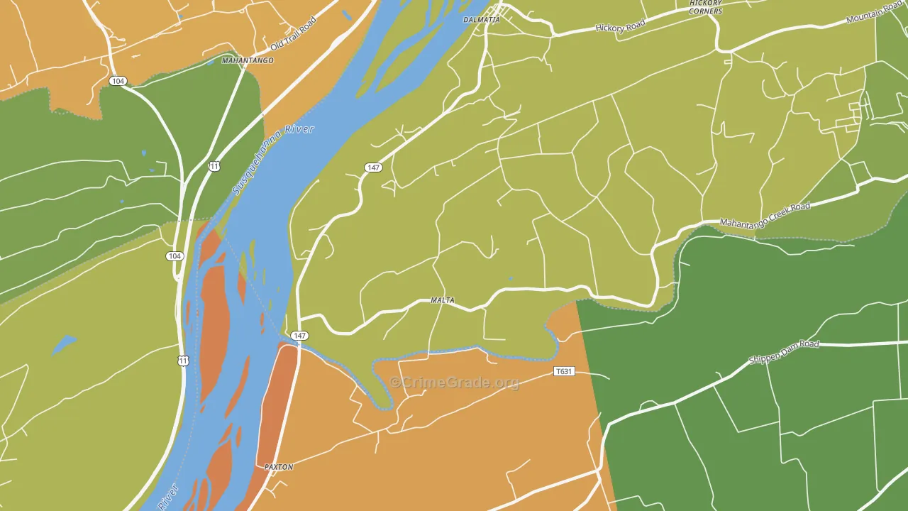 Malta, PA Map of Burglary Rates