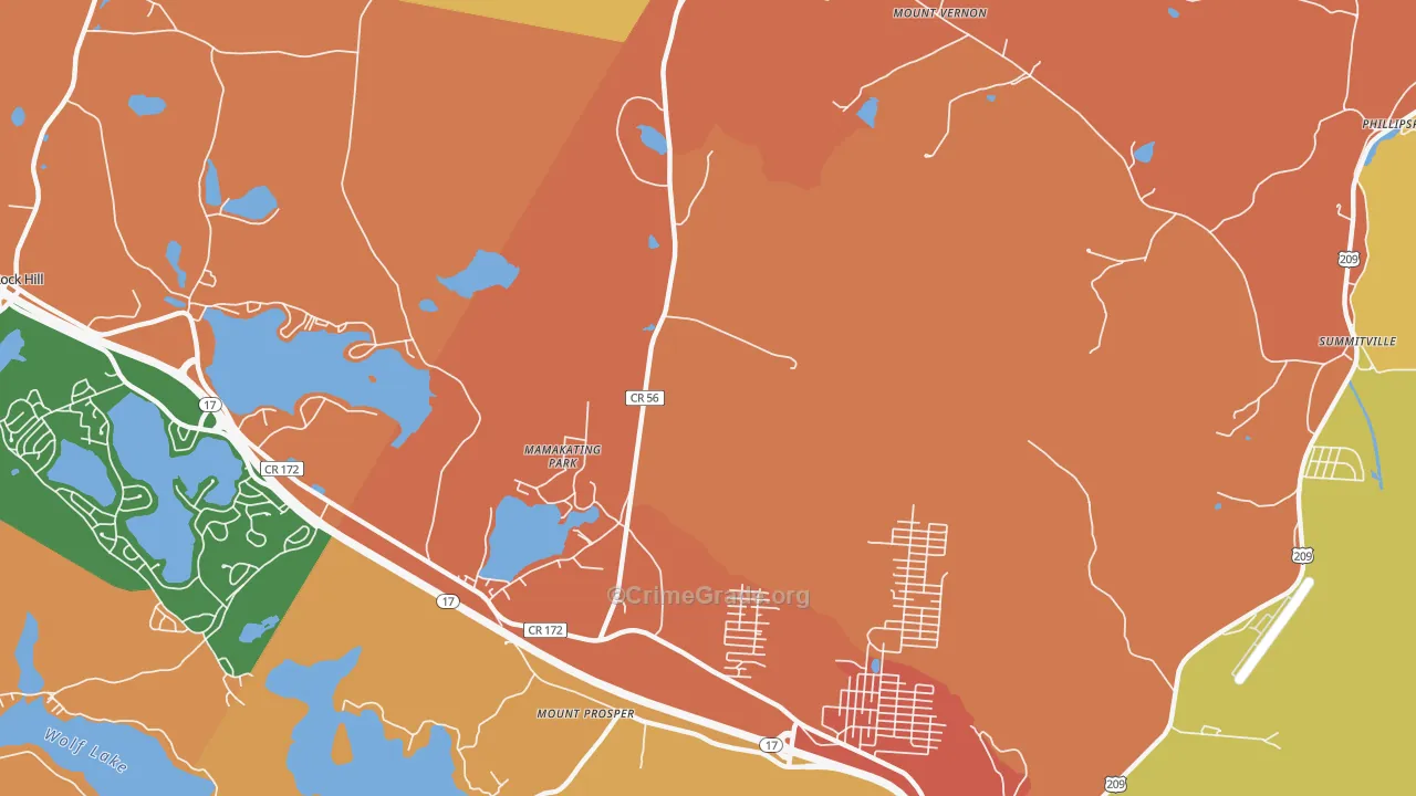 Mamakating Park, NY Map of Burglary Rates
