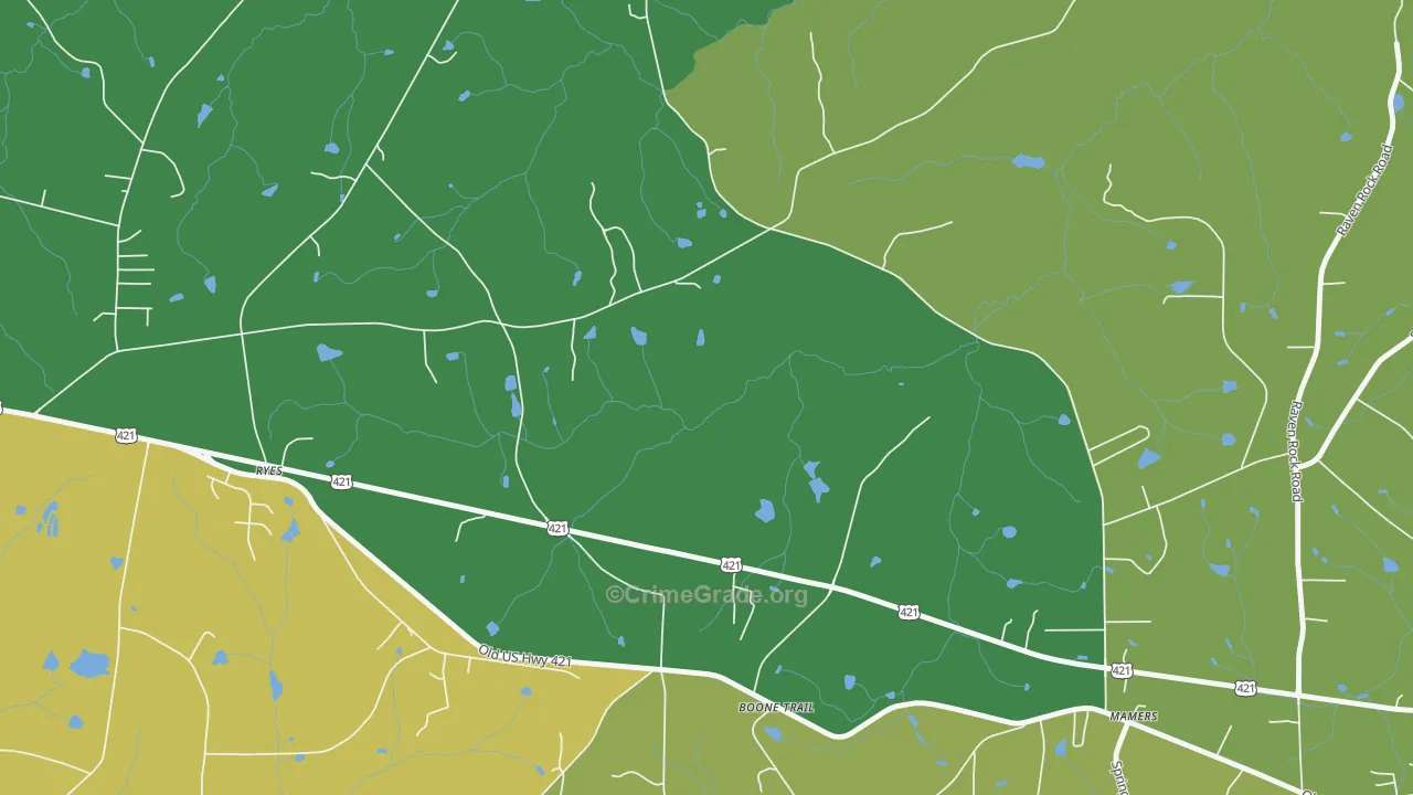 Mamers, NC Map of Burglary Rates
