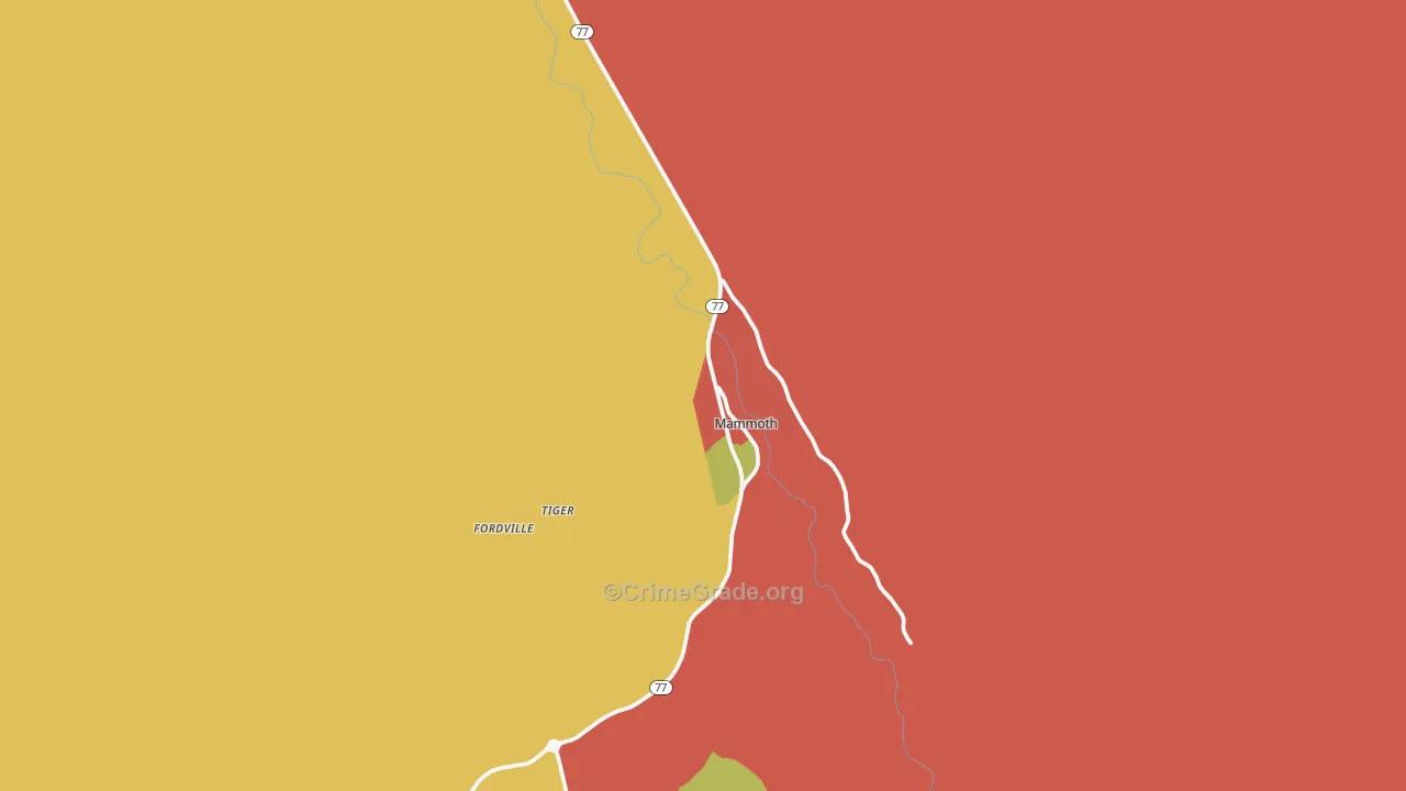 Mammoth, AZ Map of Burglary Rates