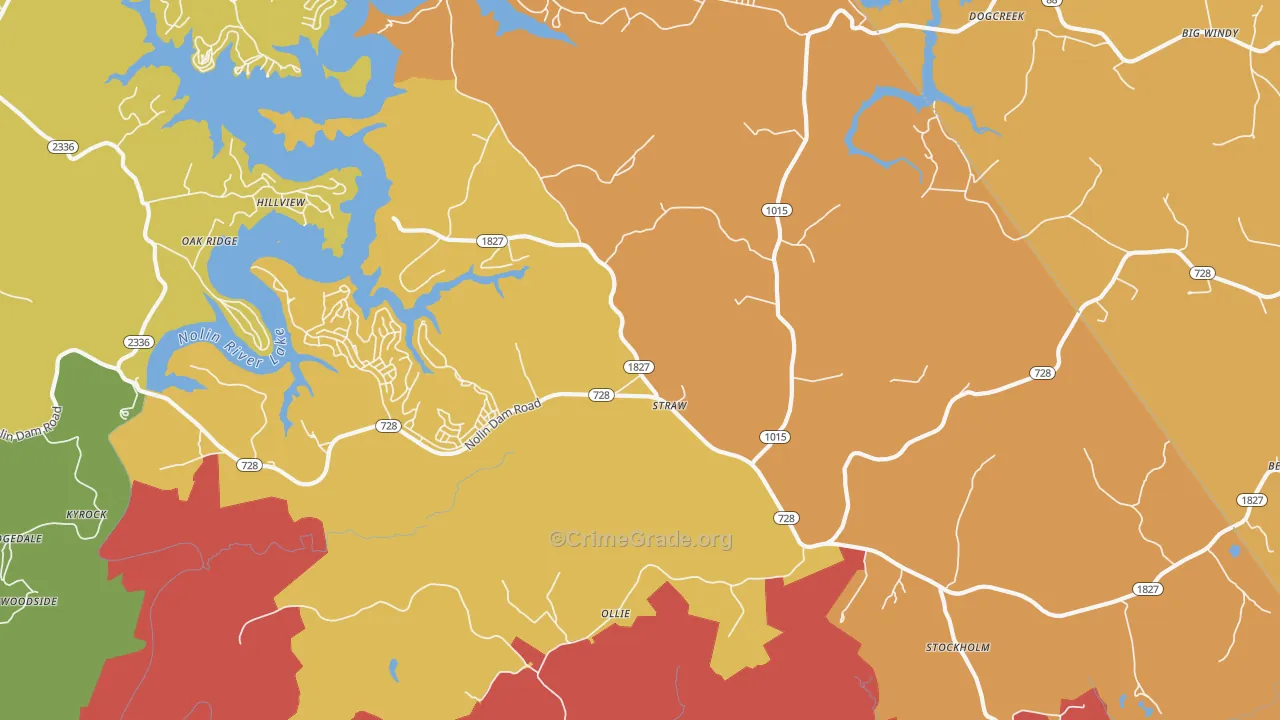 Mammoth Cave, KY Map of Burglary Rates