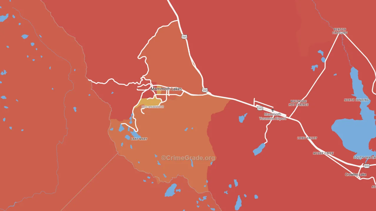 Mammoth Lakes, CA Map of Burglary Rates