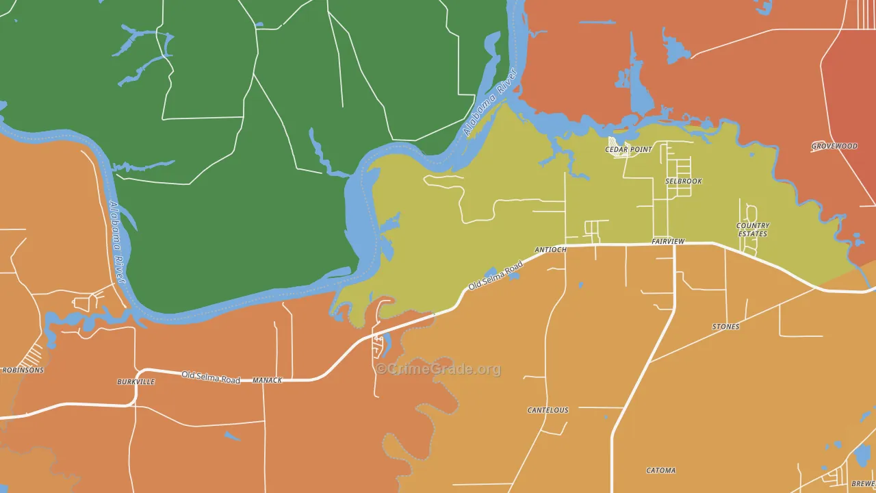 Manack, AL Map of Burglary Rates