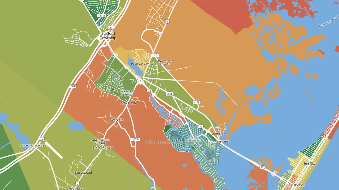 Manahawkin, NJ Map of Burglary Rates