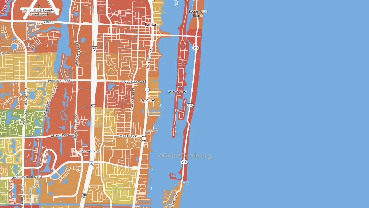 Manalapan, FL Map of Burglary Rates