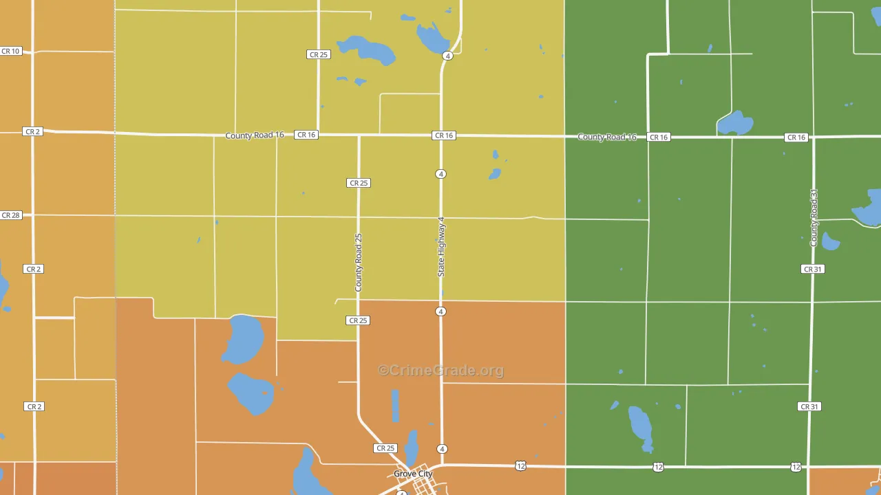 Manannah, MN Map of Burglary Rates