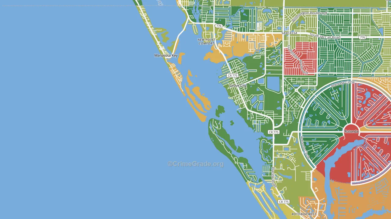 Manasota Key, FL Map of Burglary Rates