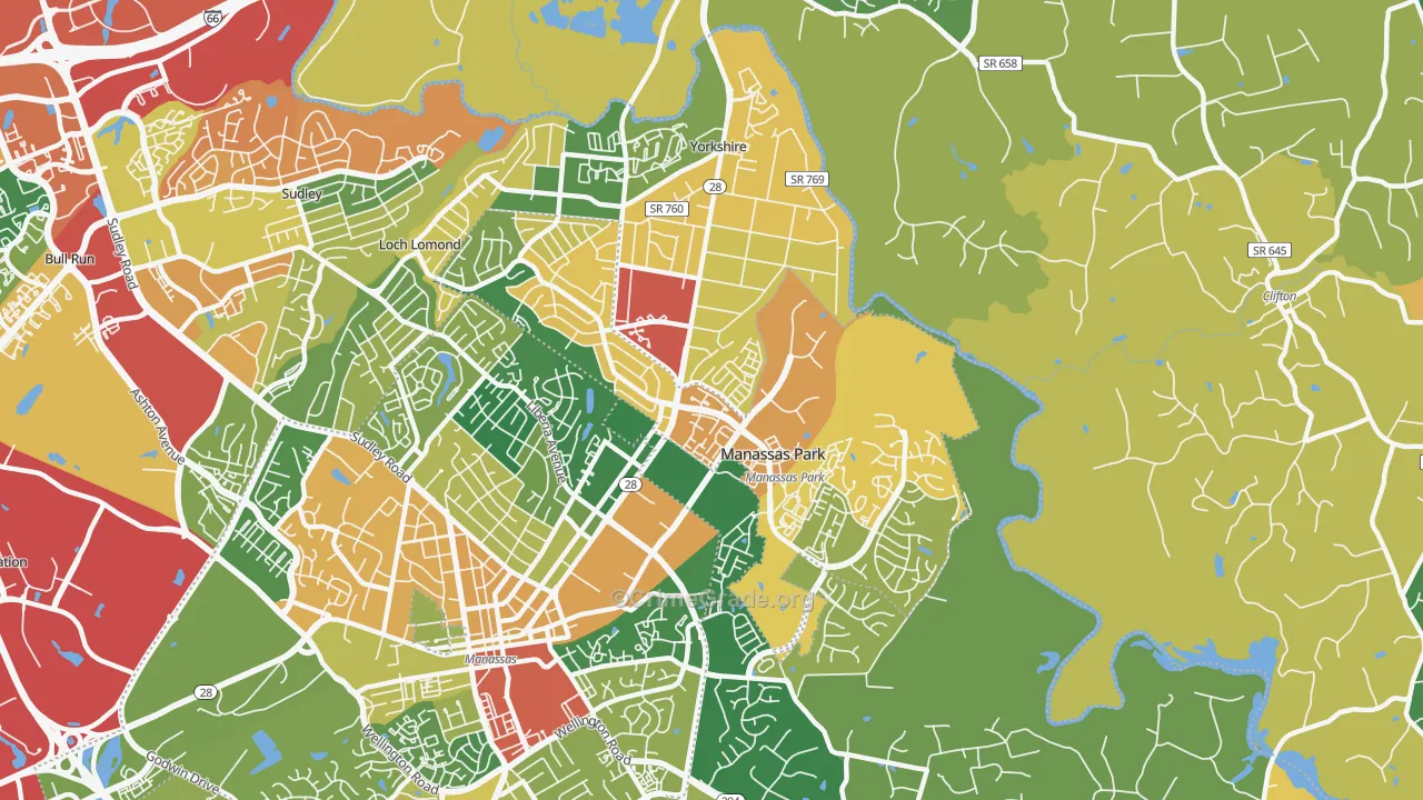 Manassas Park, VA Map of Burglary Rates