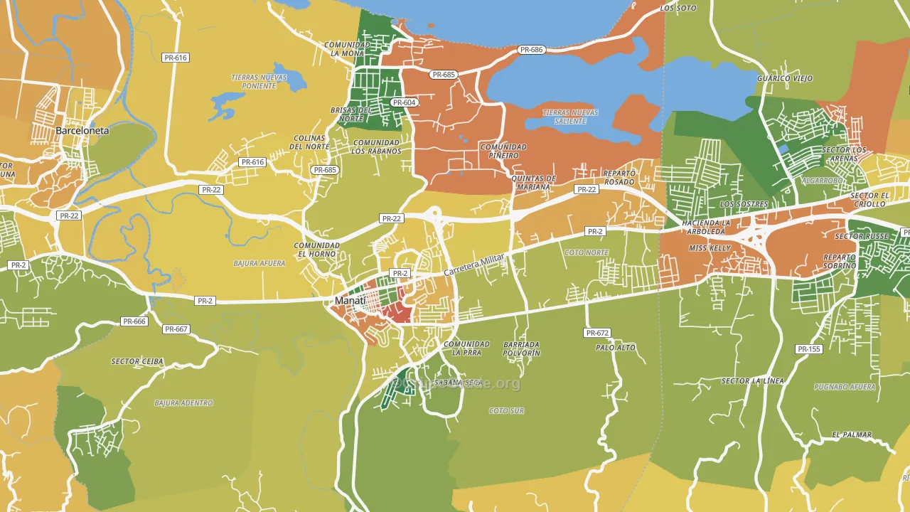 Manati, PR Map of Burglary Rates