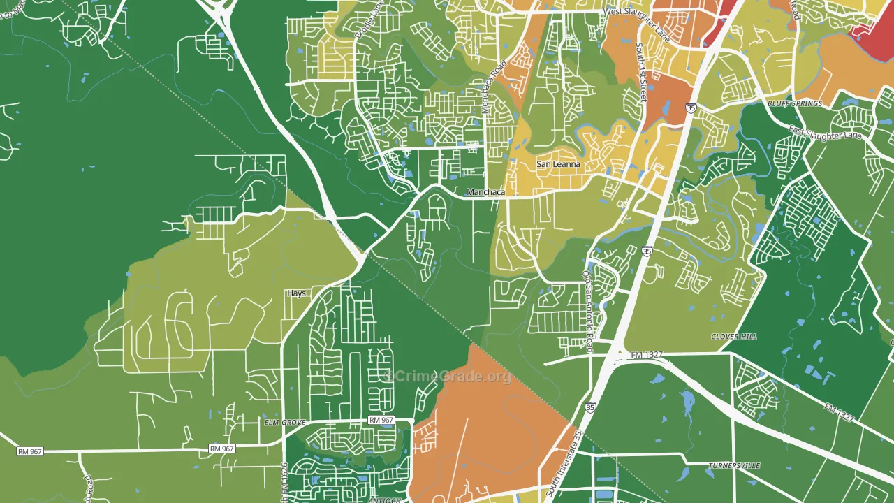 Manchaca, TX Map of Burglary Rates
