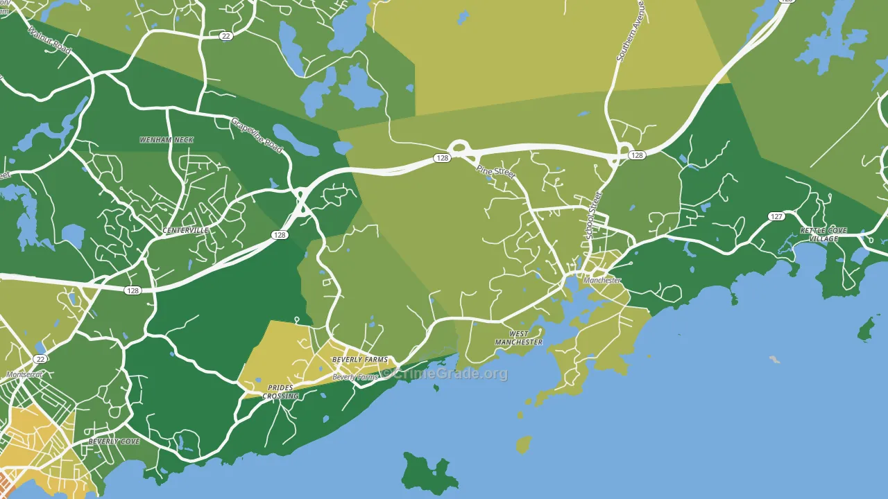 Manchester-By-The-Sea, MA Map of Burglary Rates