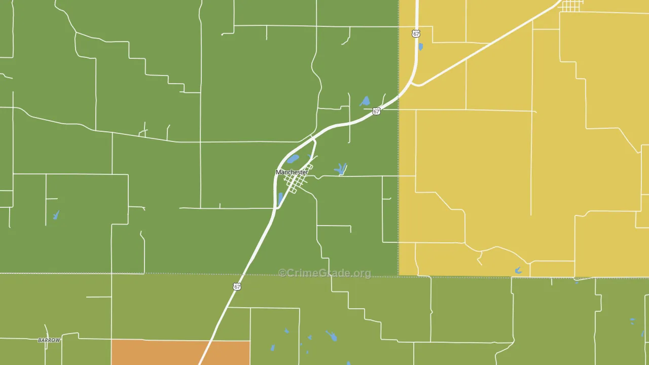 Manchester, IL Map of Burglary Rates