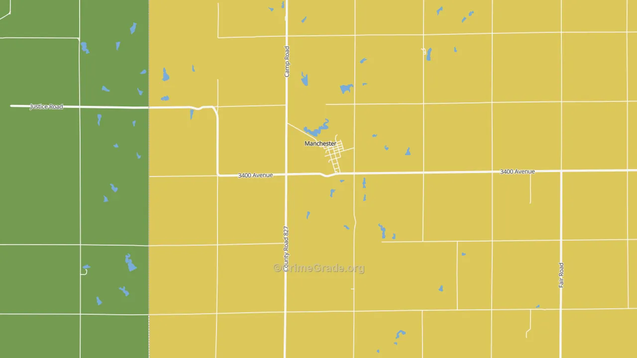 Manchester, KS Map of Burglary Rates