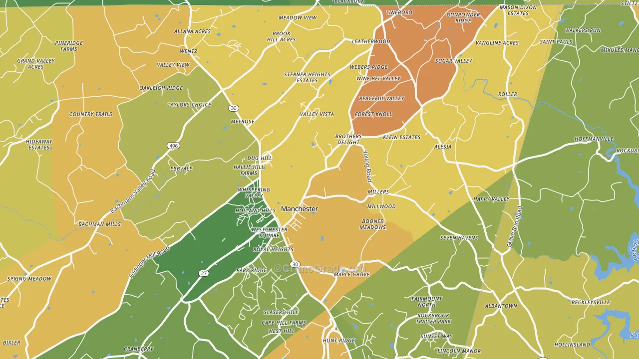 Manchester, MD Map of Burglary Rates
