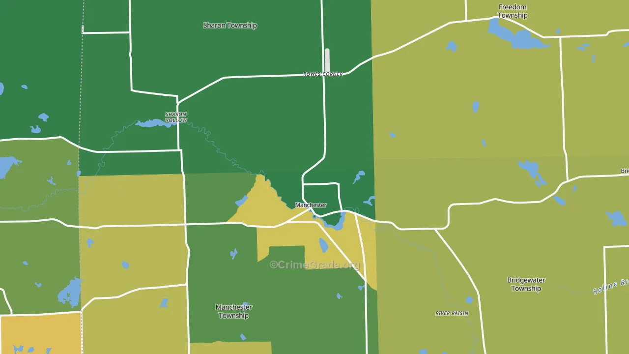 Manchester, MI Map of Burglary Rates