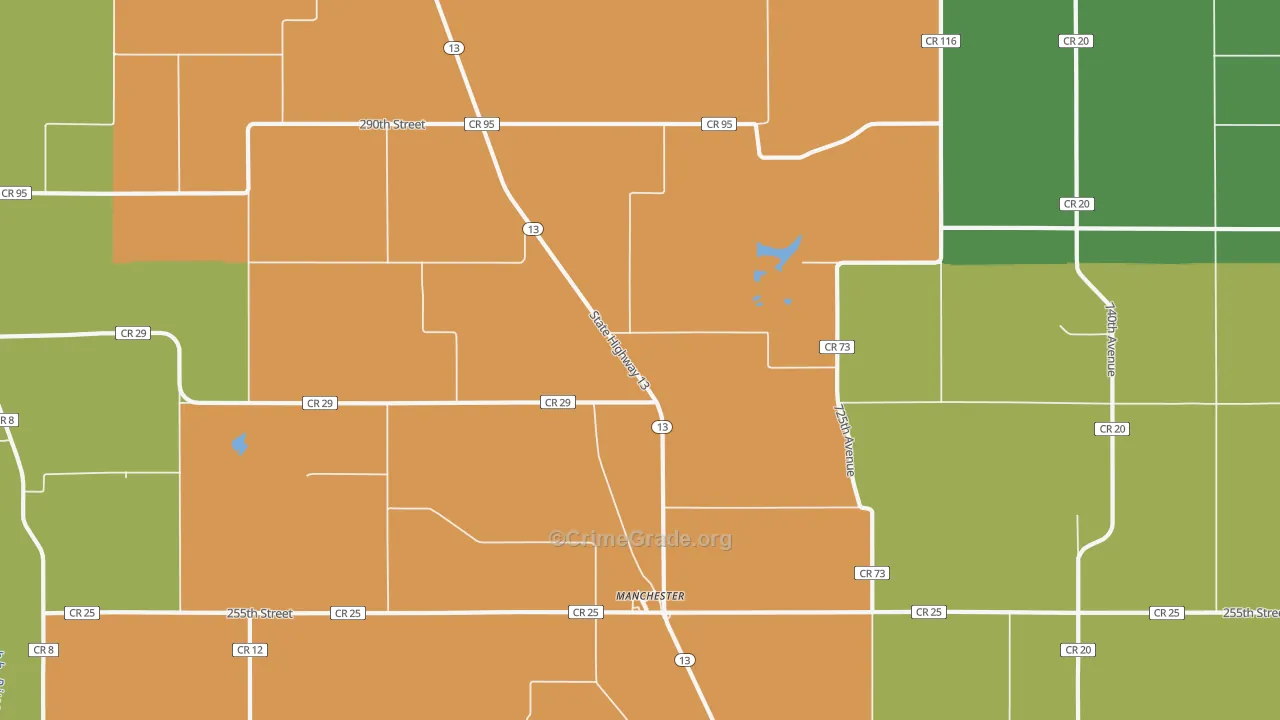 Manchester, MN Map of Burglary Rates
