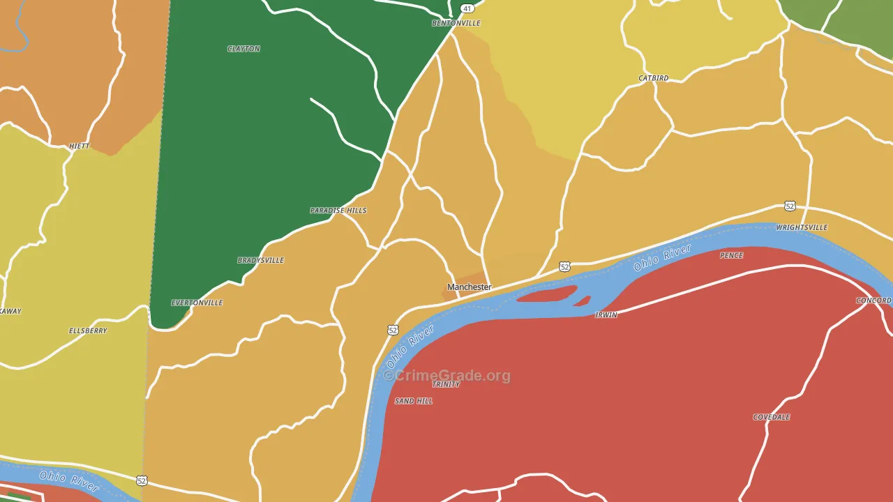 Manchester, OH Map of Burglary Rates