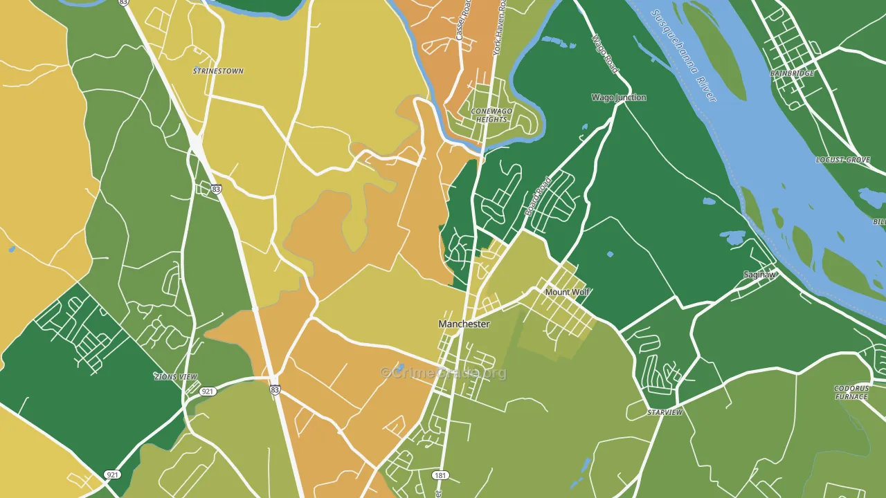 Manchester, PA Map of Burglary Rates