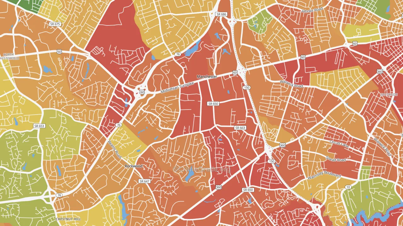Manchester, VA Map of Burglary Rates