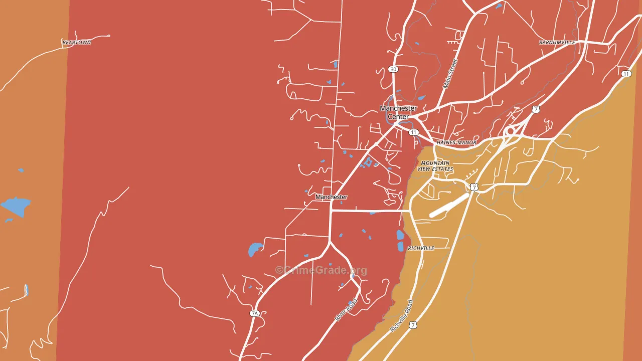 Manchester, VT Map of Burglary Rates