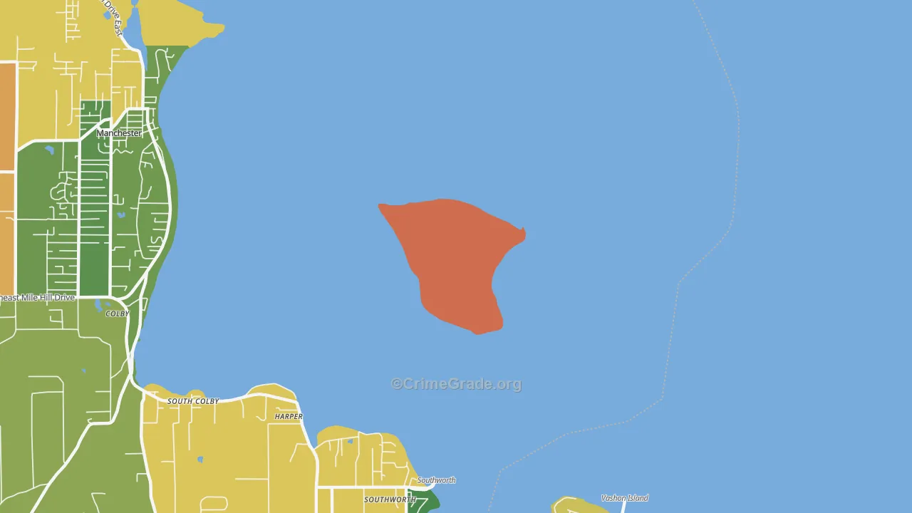 Manchester, WA Map of Burglary Rates