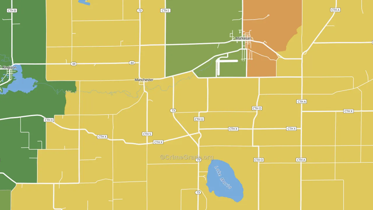 Manchester, WI Map of Burglary Rates