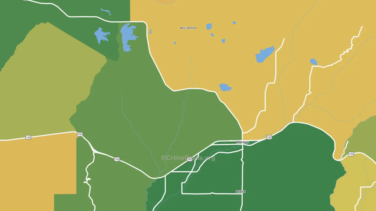 Mancos, CO Map of Burglary Rates