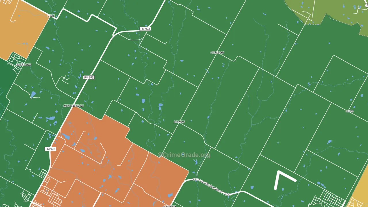 Manda, TX Map of Burglary Rates