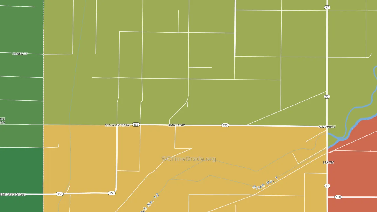 Mandalay, AR Map of Burglary Rates