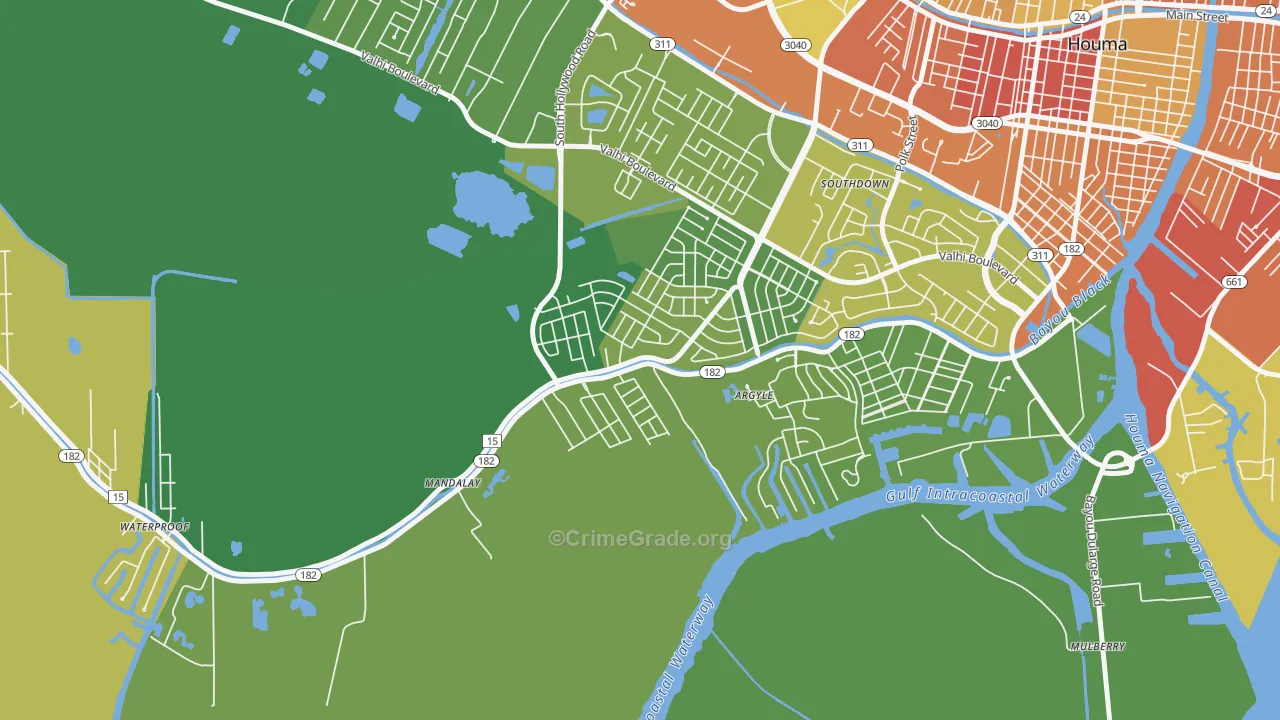 Mandalay, LA Map of Burglary Rates