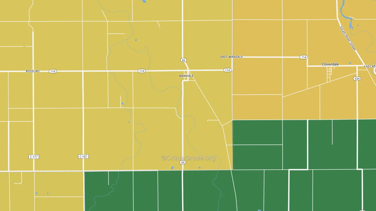 Mandale, OH Map of Burglary Rates