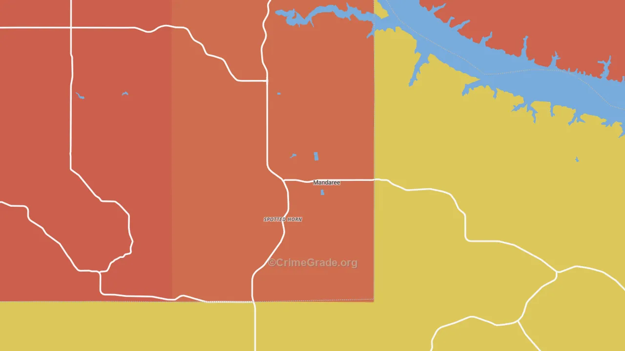 Mandaree, ND Map of Burglary Rates
