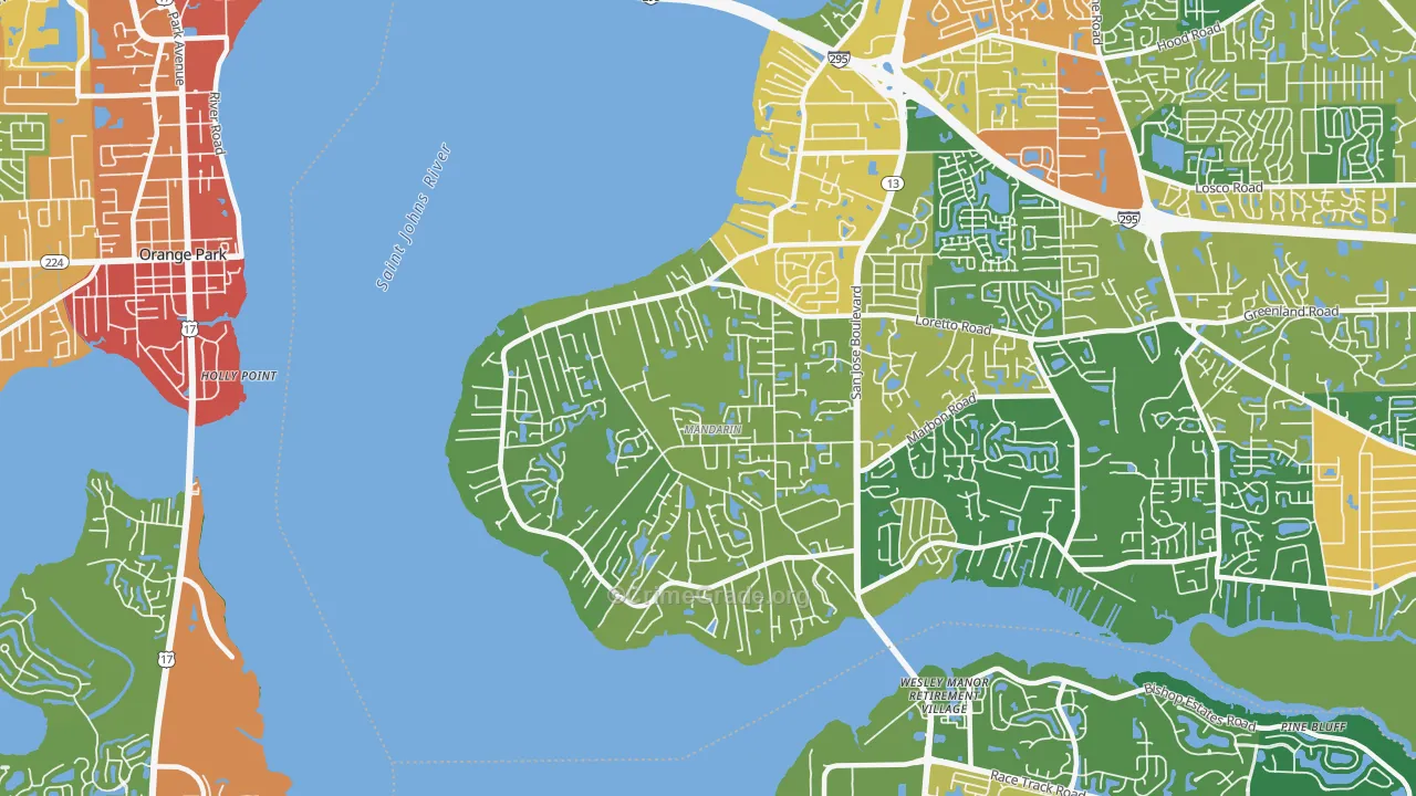 Mandarin, Jacksonville, FL Map of Burglary Rates