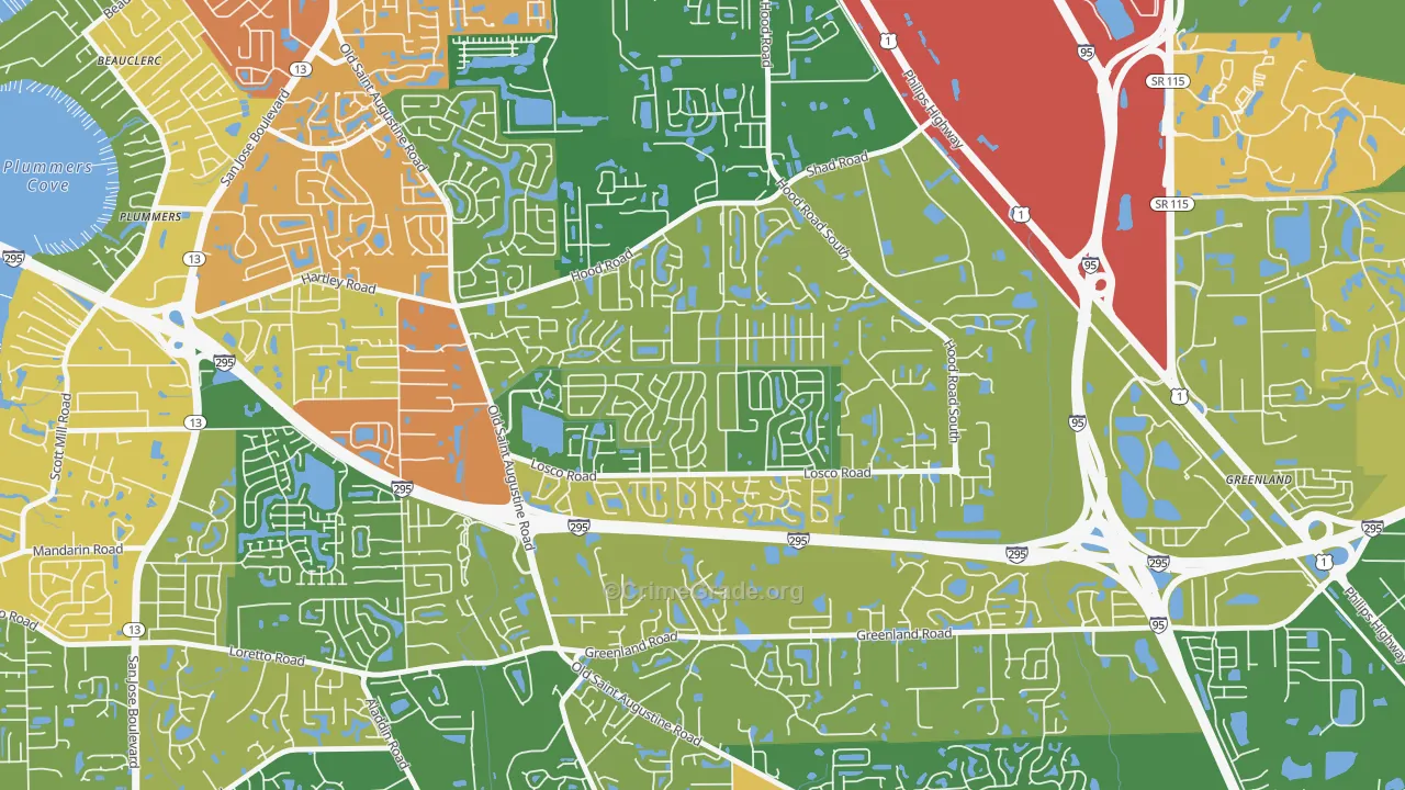Mandarin Station-Losco, Jacksonville, FL Map of Burglary Rates