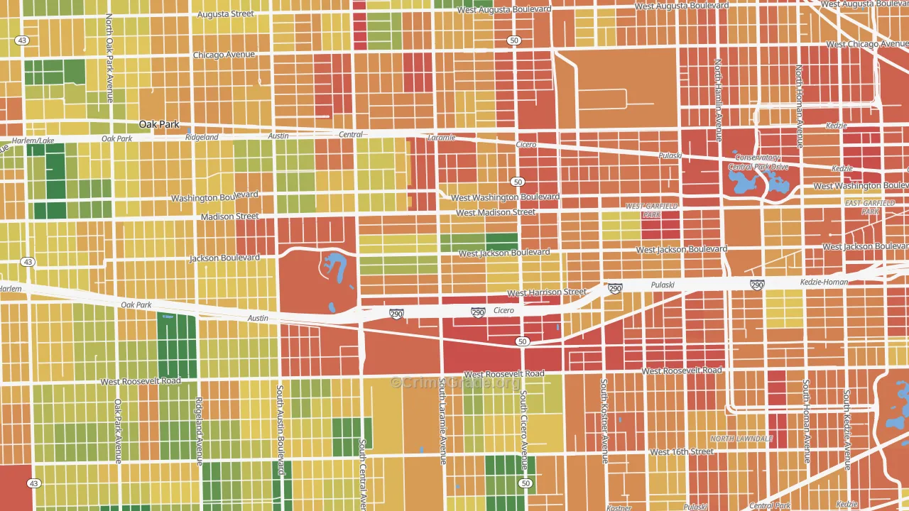 Mandell, Chicago, IL Map of Burglary Rates