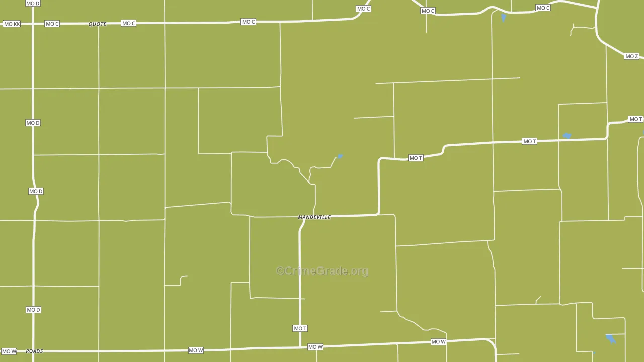 Mandeville, MO Map of Burglary Rates